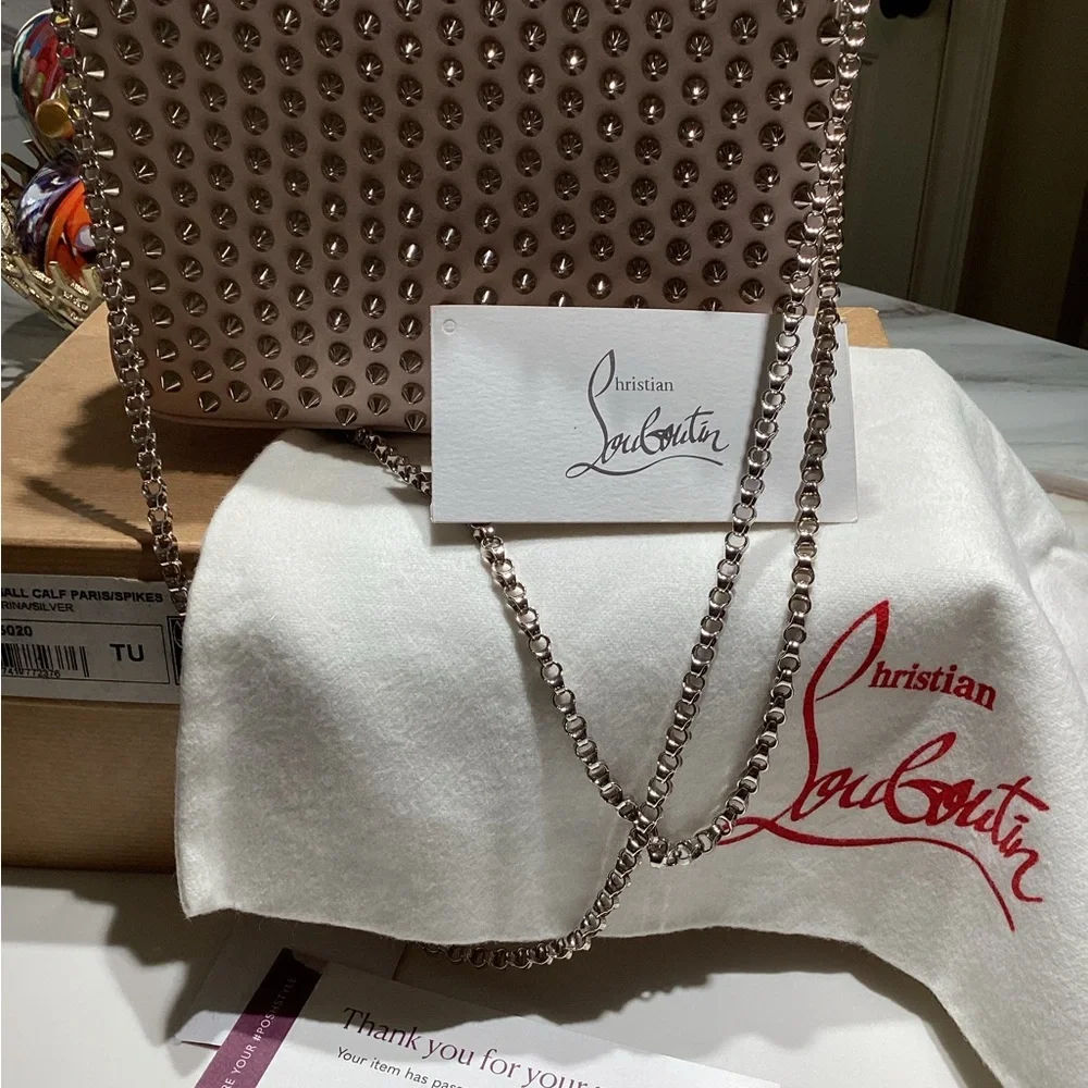 Christian Louboutin TRILOUBI SPIKE BALLERINA PINK SHOULDER BAG. NEW